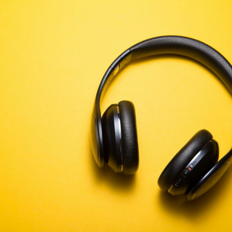 Headphones on a yellow background
